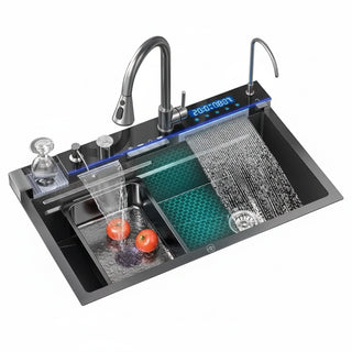 Cuba Cozinha Inox Gourmet Digital com Torneira Acoplada - Preto