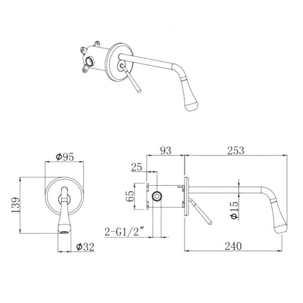 Torneira Banheiro Parede Luxury