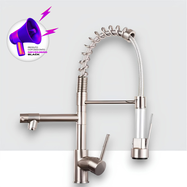 Torneira Cozinha Aço Escovado