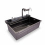 Cuba gourmet Torneira Online em aço inox preto com torneira digital, display LED e acessórios integrados para cozinha.