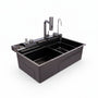 Cuba gourmet Torneira Online de inox preto com torneira digital, display LED e acessórios integrados para cozinha